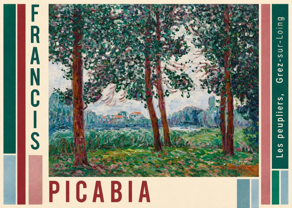 Francis Picabia Les Peupliers, Grez-sur-loing No3 - Plakát