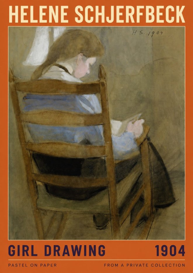 Helene Schjerfbeck Girl Drawing No2 - Plakát