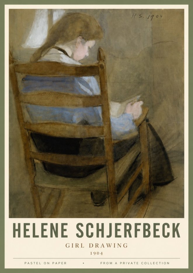 Helene Schjerfbeck Girl Drawing No3 - Plakát