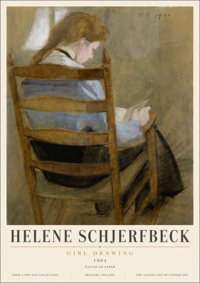 Helene Schjerfbeck Girl Drawing No6 - Plakát