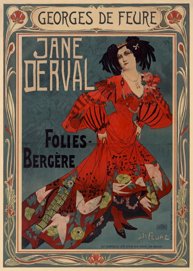 Georges de Feure Jane Derval - Folies-bergère I No1 - Plakát
