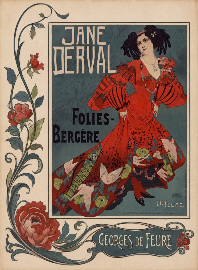 Georges de Feure Jane Derval - Folies-bergère I No2 - Plakát