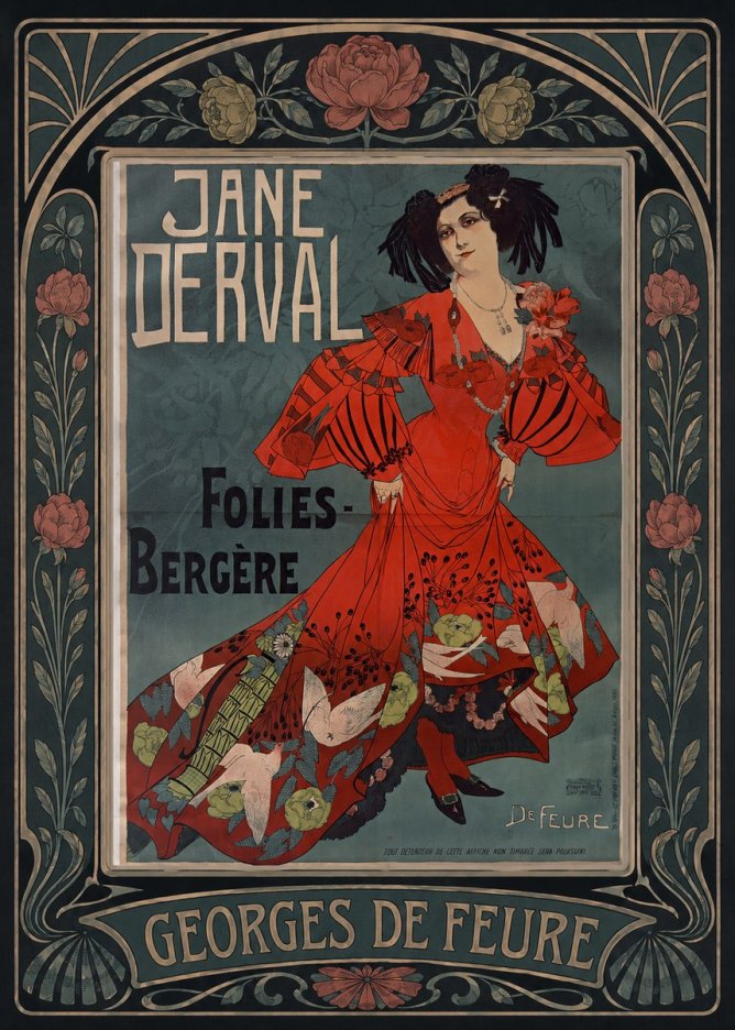 Georges de Feure Jane Derval - Folies-bergère I No5 - Plakát