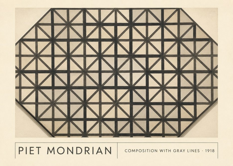 Piet Mondrian Composition with Gray Lines No1 - Plakát