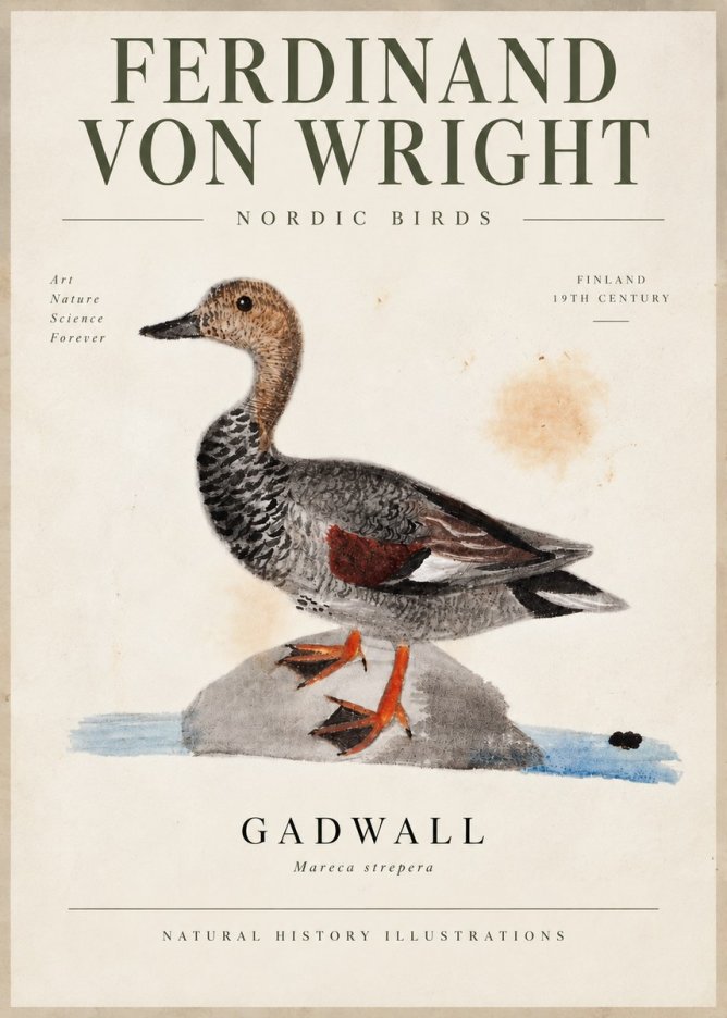 Ferdinand von Wright Duck on a Rock No6 - Plakát