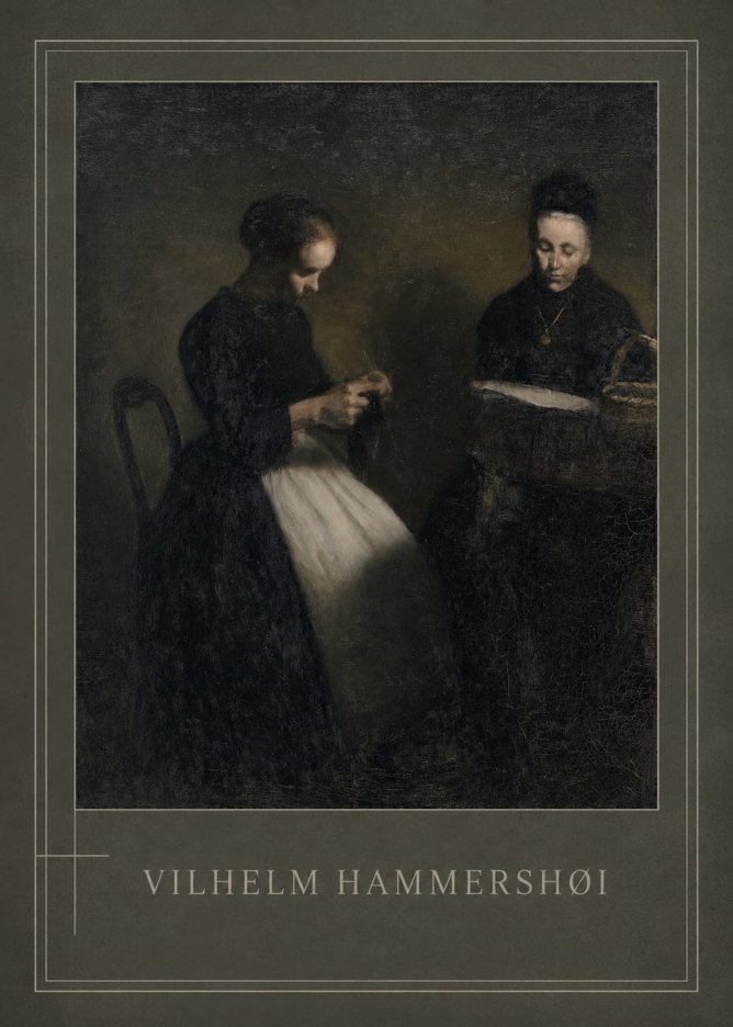 Vilhelm Hammershøi Two Women Knitting No1 - Plakát