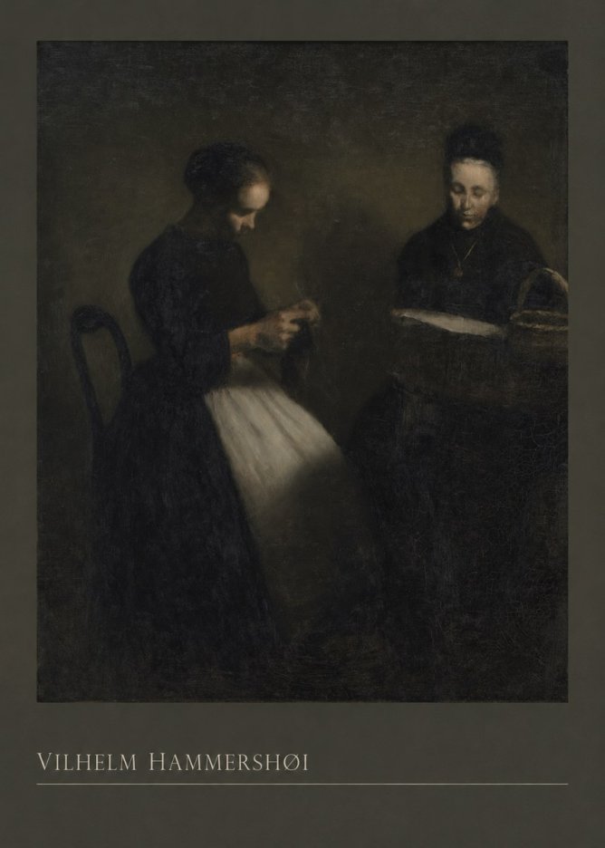 Vilhelm Hammershøi Two Women Knitting No3 - Plakát