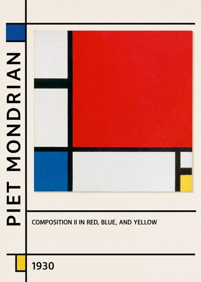 Piet Mondrian Composition Ii in Red, Blue, and Yellow No2 - Plakát