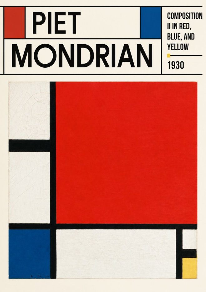 Piet Mondrian Composition Ii in Red, Blue, and Yellow No3 - Plakát