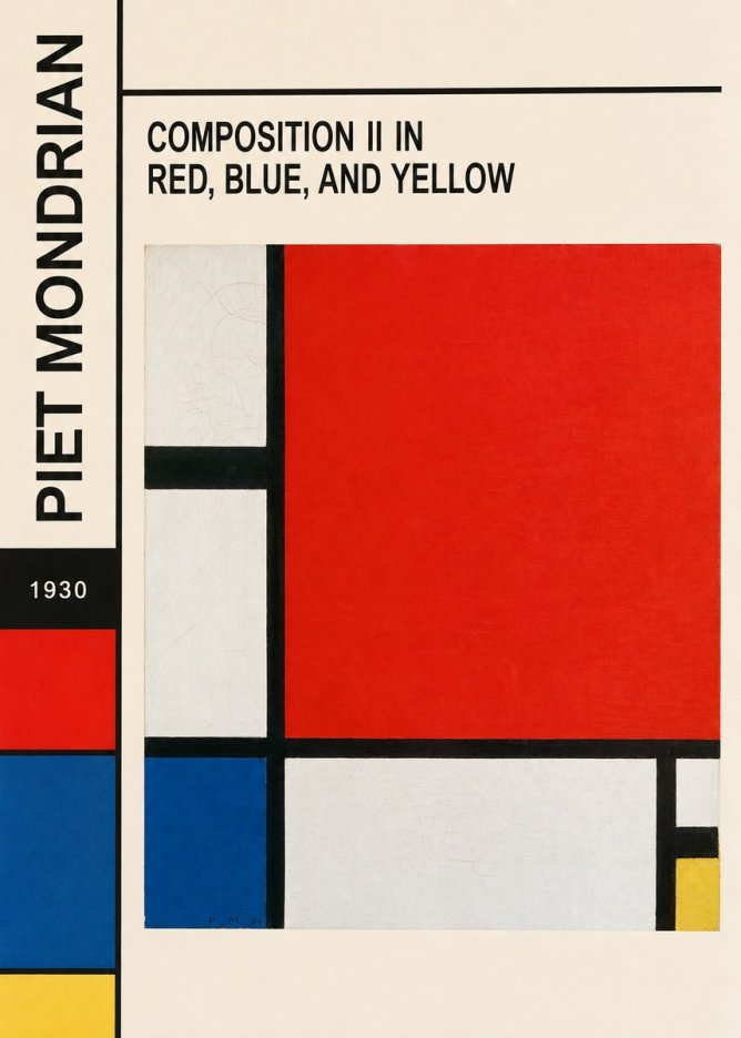 Piet Mondrian Composition Ii in Red, Blue, and Yellow No6 - Plakát