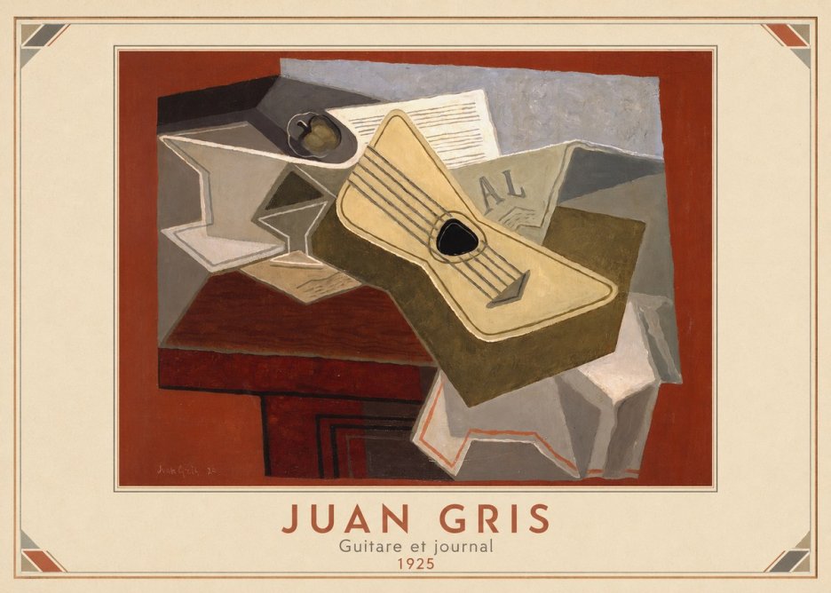 Juan Gris Guitare Et Journal No3 - Plakát