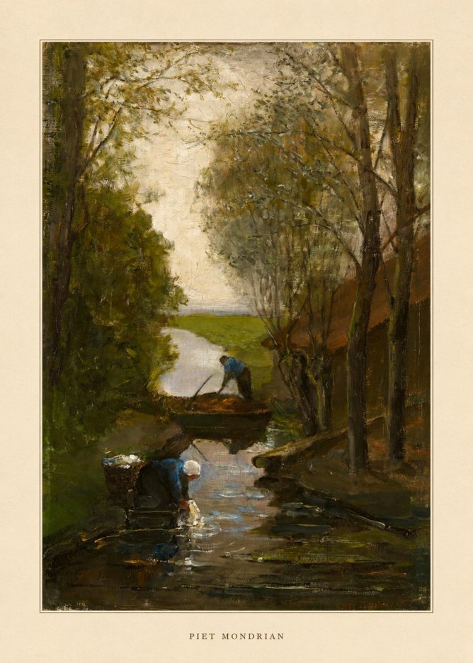 Piet Mondrian Washday on the Canal No5 - Plakát