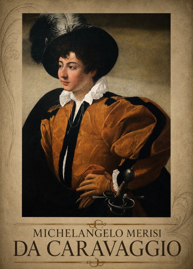 Michelangelo Merisi da Caravaggio Young Man with a Plumed Hat No3 - Plakát