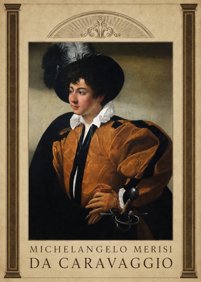 Michelangelo Merisi da Caravaggio Young Man with a Plumed Hat No5 - Plakát