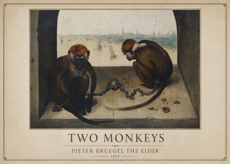 Pieter Bruegel Two Monkeys I No1 - Plakát