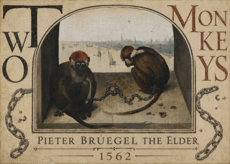 Pieter Bruegel Two Monkeys I No3 - Plakát