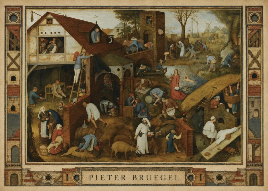 Pieter Bruegel Netherlandish Proverbs I No3 - Plakát