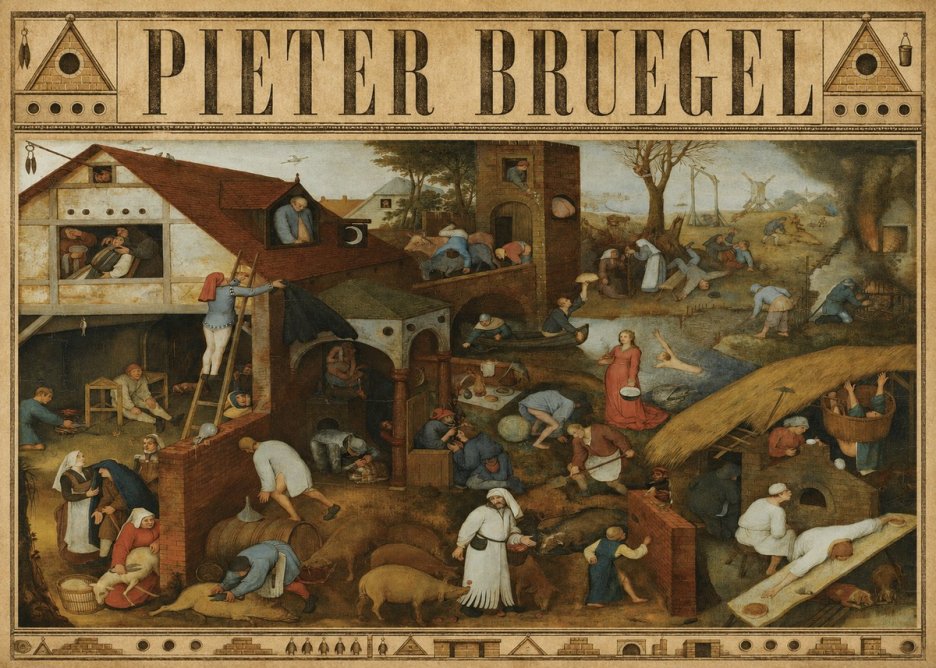 Pieter Bruegel Netherlandish Proverbs I No4 - Plakát