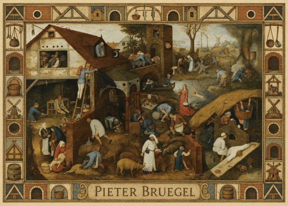 Pieter Bruegel Netherlandish Proverbs I No6 - Plakát