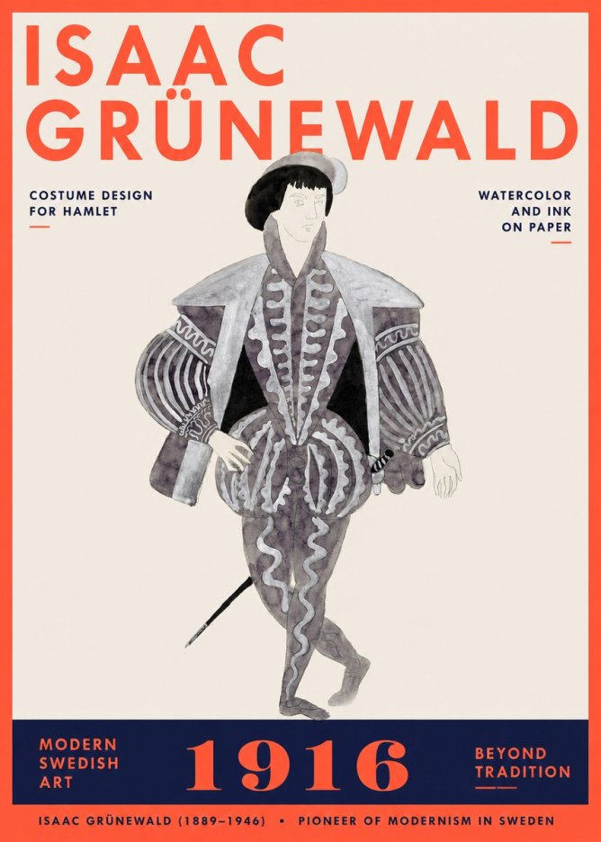 Isaac Grünewald Costume Design for Hamlet No3 - Plakát