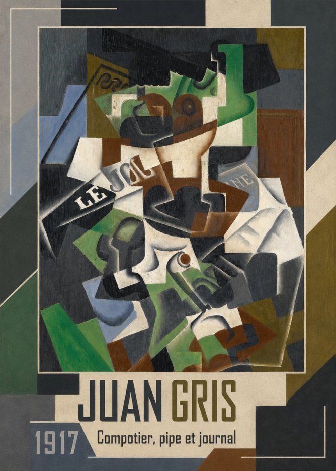 Juan Gris Compotier, Pipe Et Journal No1 - Plakát