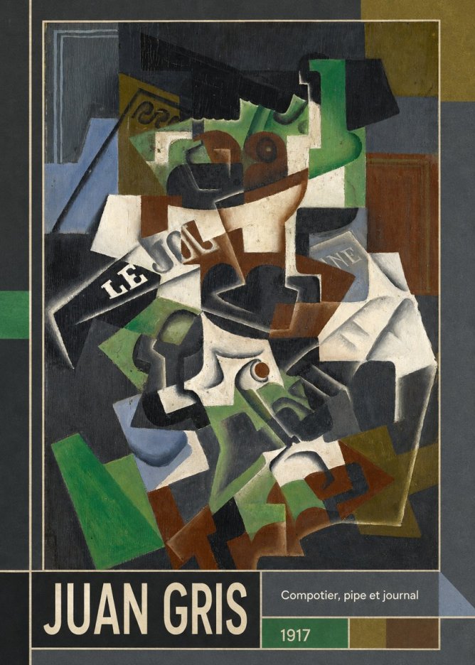 Juan Gris Compotier, Pipe Et Journal No6 - Plakát