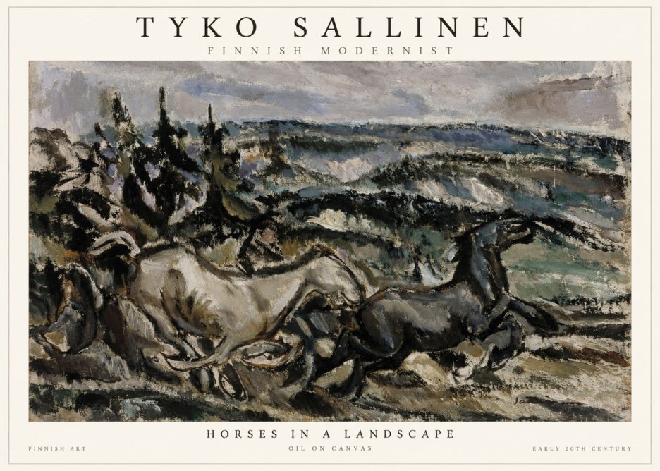 Tyko Sallinen Horses in a Landscape No1 - Plakát