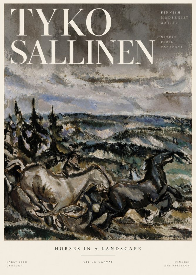 Tyko Sallinen Horses in a Landscape No3 - Plakát