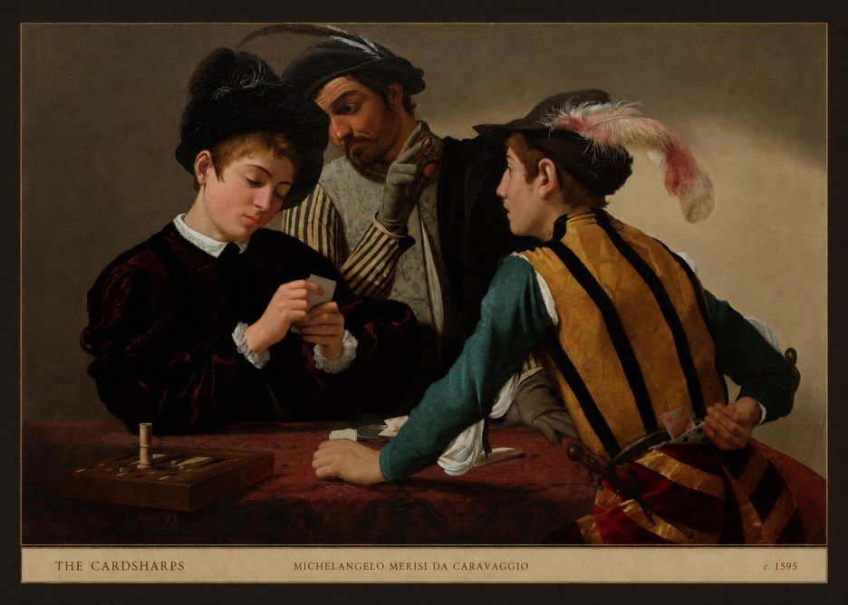 Michelangelo Merisi da Caravaggio The Cardsharps I No5 - Plakát
