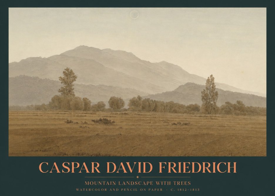 Caspar David Friedrich Mountain Landscape with Trees No2 - Plakát