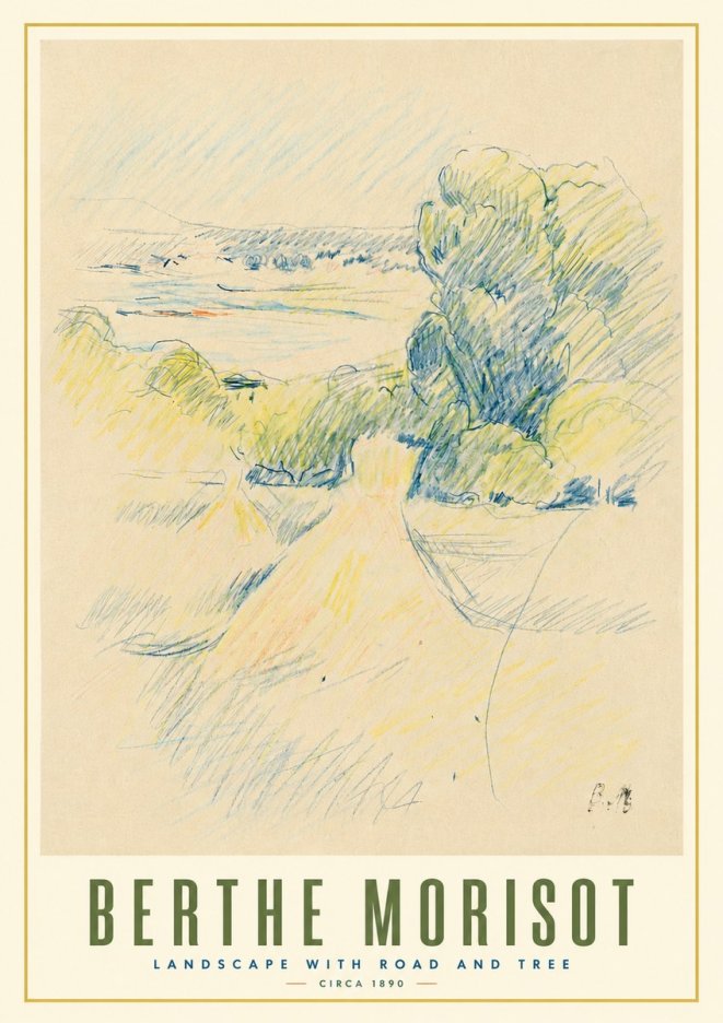 Berthe Morisot Landscape with Road and Tree No3 - Plakát