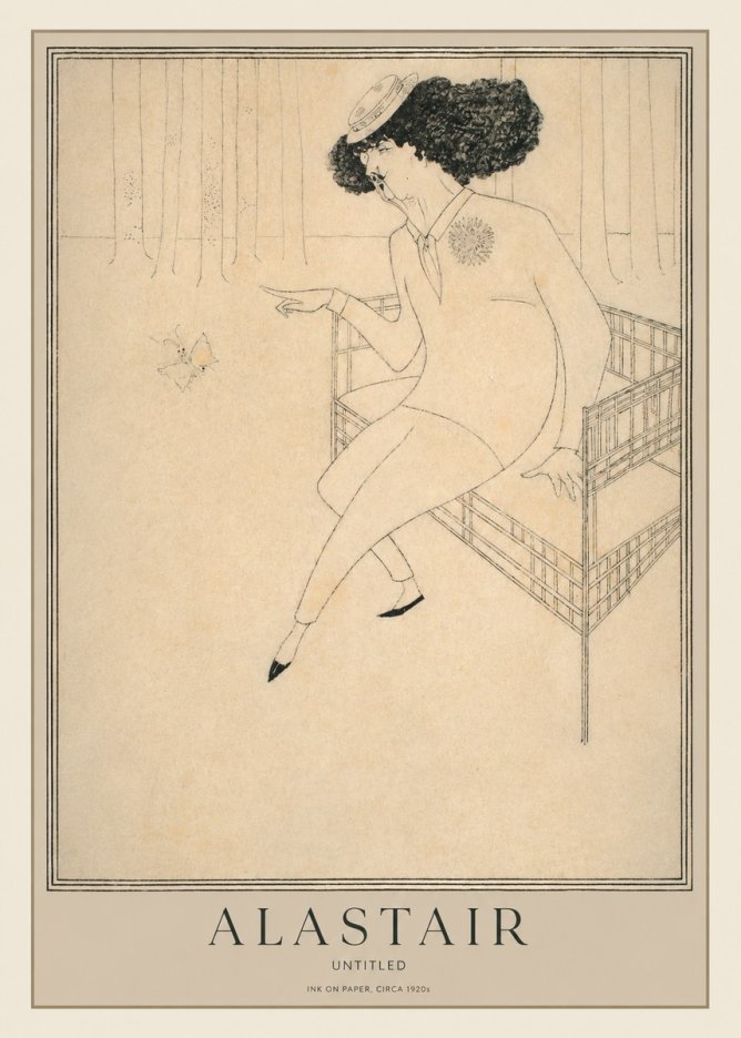 Alastair Lady with Butterfly No2 - Plakát