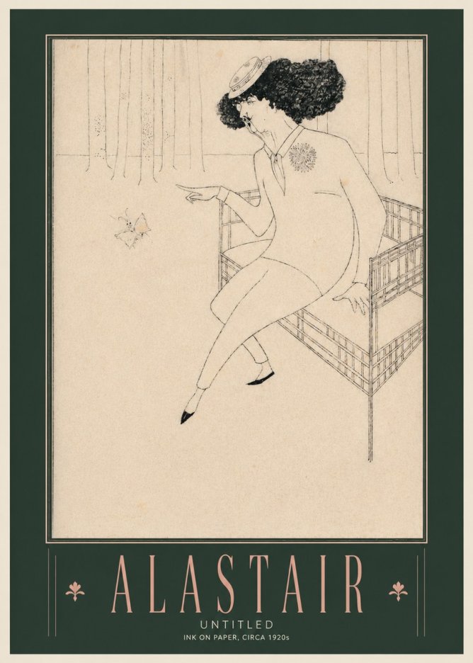 Alastair Lady with Butterfly No3 - Plakát