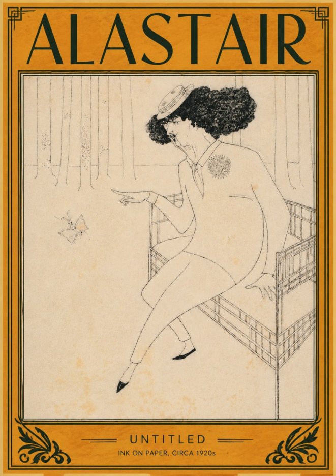 Alastair Lady with Butterfly No4 - Plakát