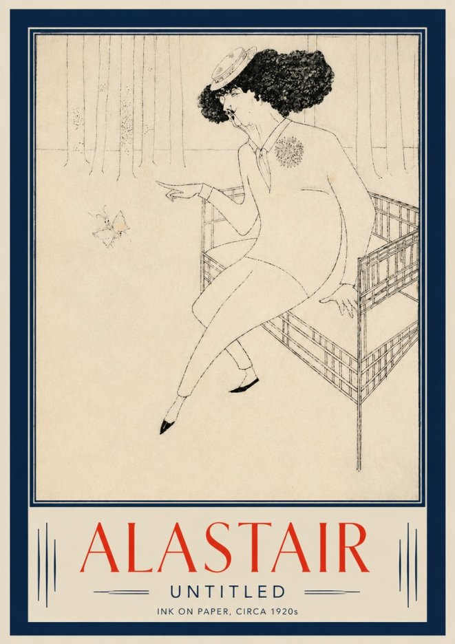 Alastair Lady with Butterfly No5 - Plakát
