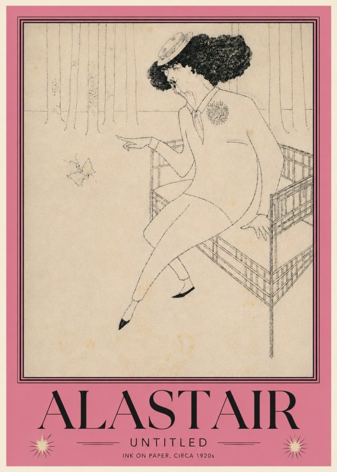 Alastair Lady with Butterfly No6 - Plakát