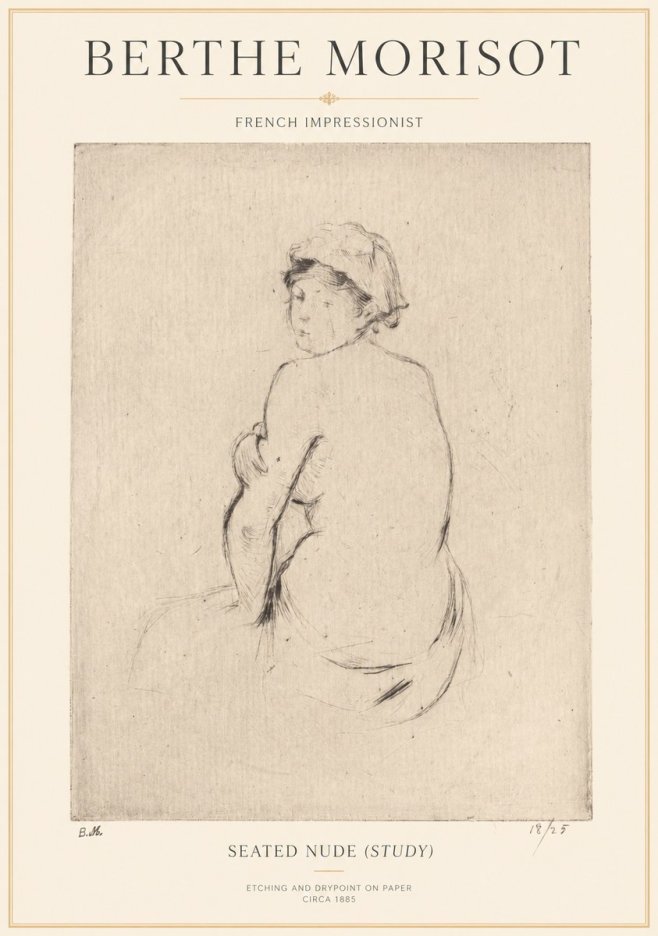 Berthe Morisot Seated Nude (Study) No1 - Plakát