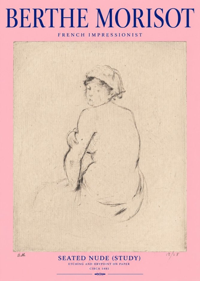 Berthe Morisot Seated Nude (Study) No2 - Plakát