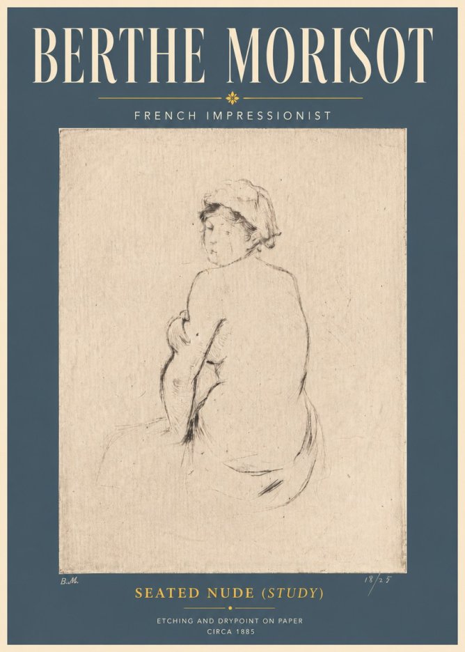 Berthe Morisot Seated Nude (Study) No6 - Plakát