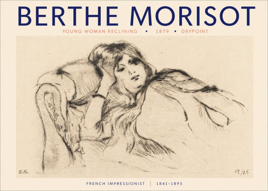 Berthe Morisot Young Woman Reclining II No3 - Plakát