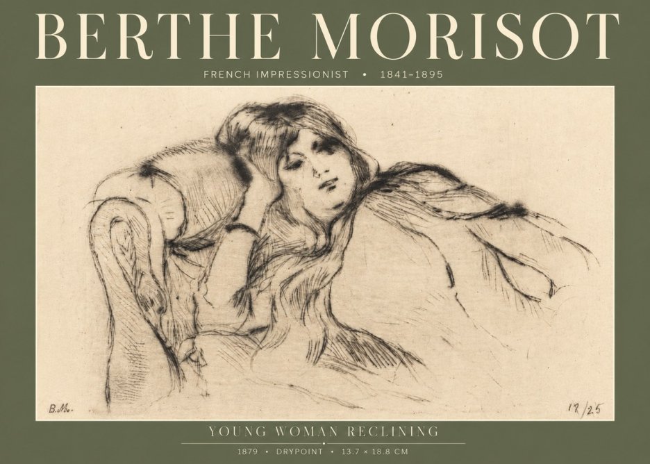 Berthe Morisot Young Woman Reclining II No4 - Plakát
