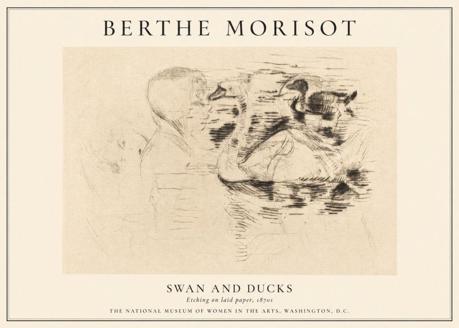 Berthe Morisot Swan and Ducks No1 - Plakát