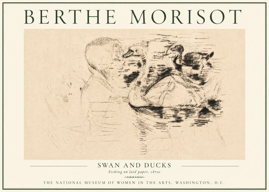 Berthe Morisot Swan and Ducks No4 - Plakát