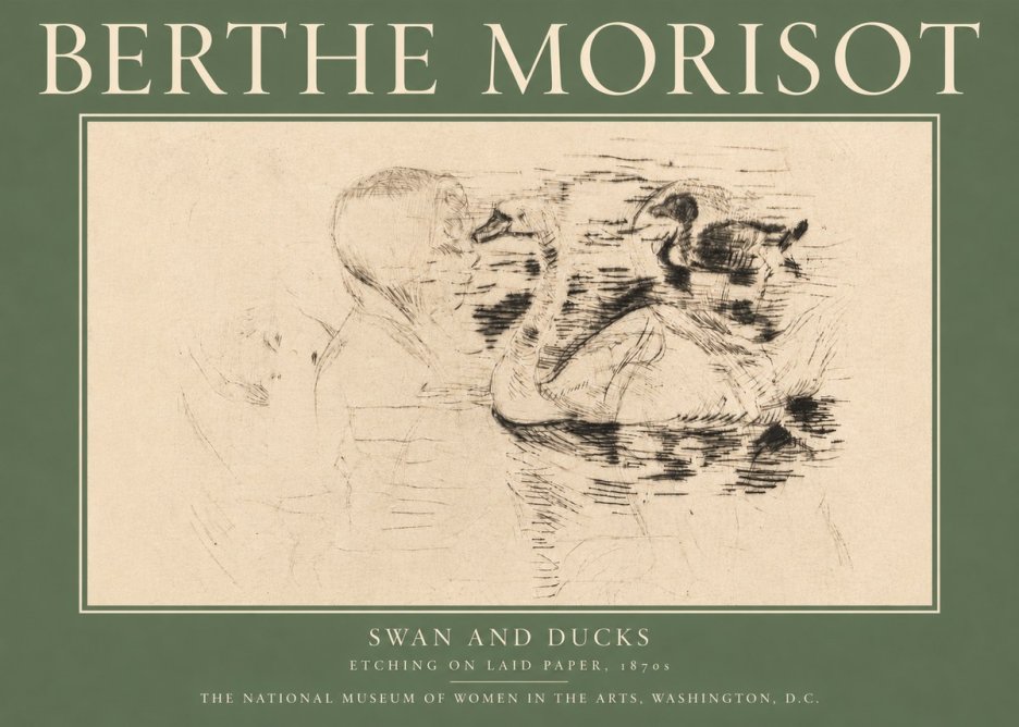 Berthe Morisot Swan and Ducks No5 - Plakát