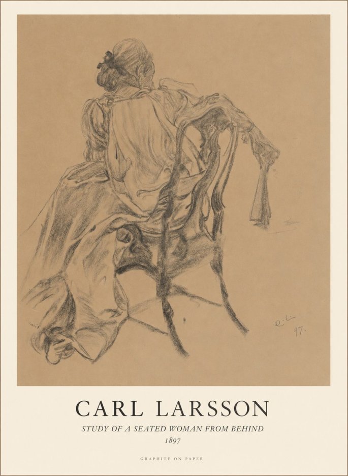 Carl Larsson Study of a Seated Woman from Behind No1 - Plakát