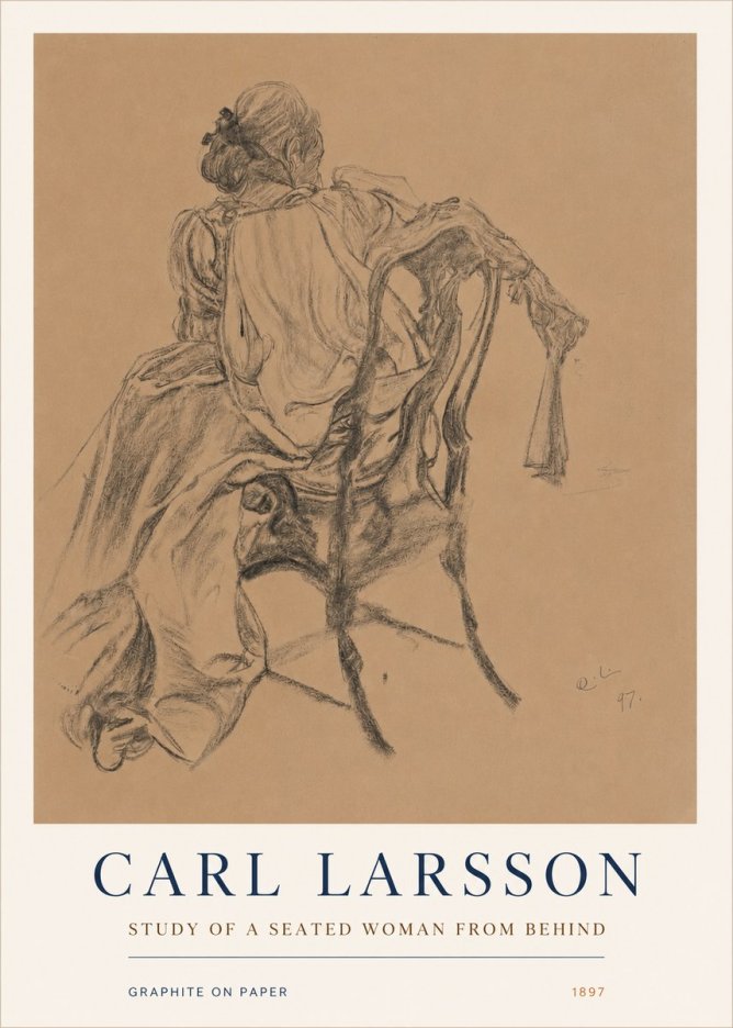 Carl Larsson Study of a Seated Woman from Behind No3 - Plakát