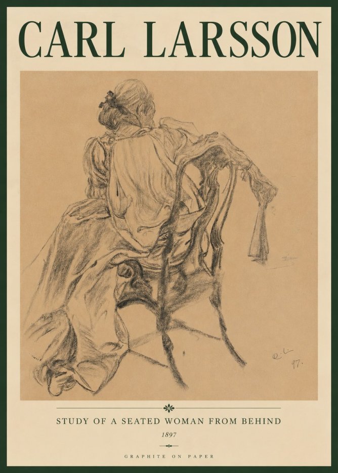 Carl Larsson Study of a Seated Woman from Behind No4 - Plakát