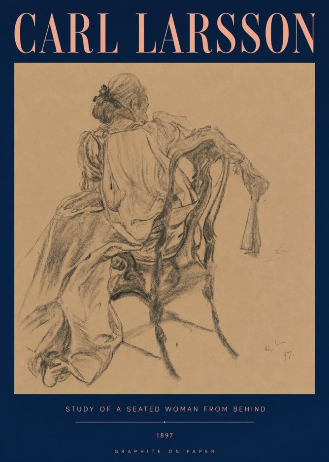 Carl Larsson Study of a Seated Woman from Behind No5 - Plakát