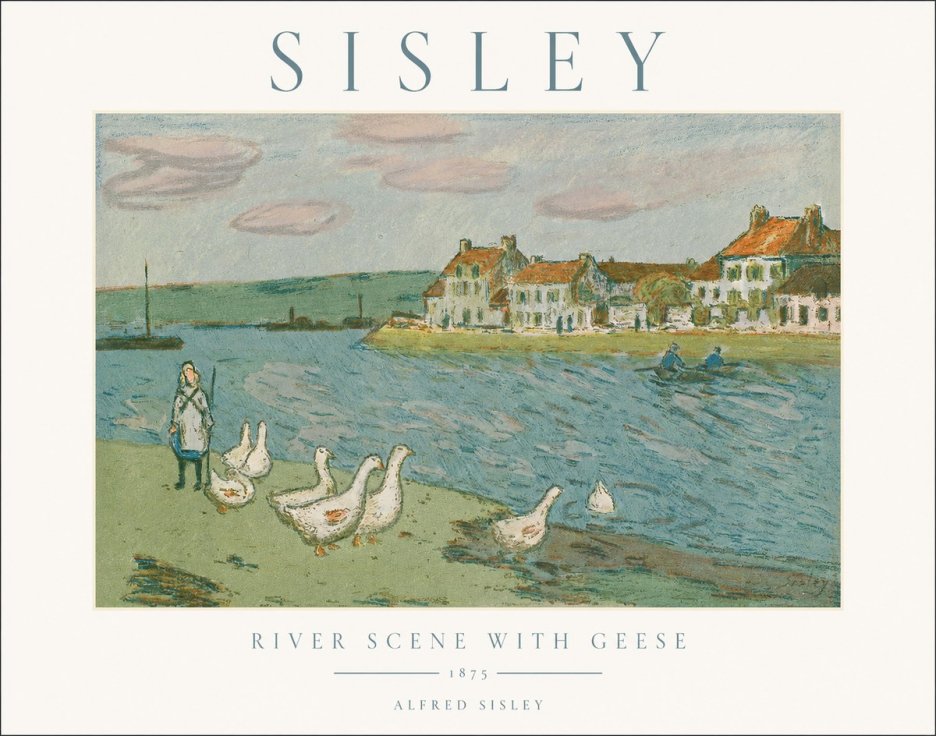 Sisley River Scene with Geese No1 - Plakát