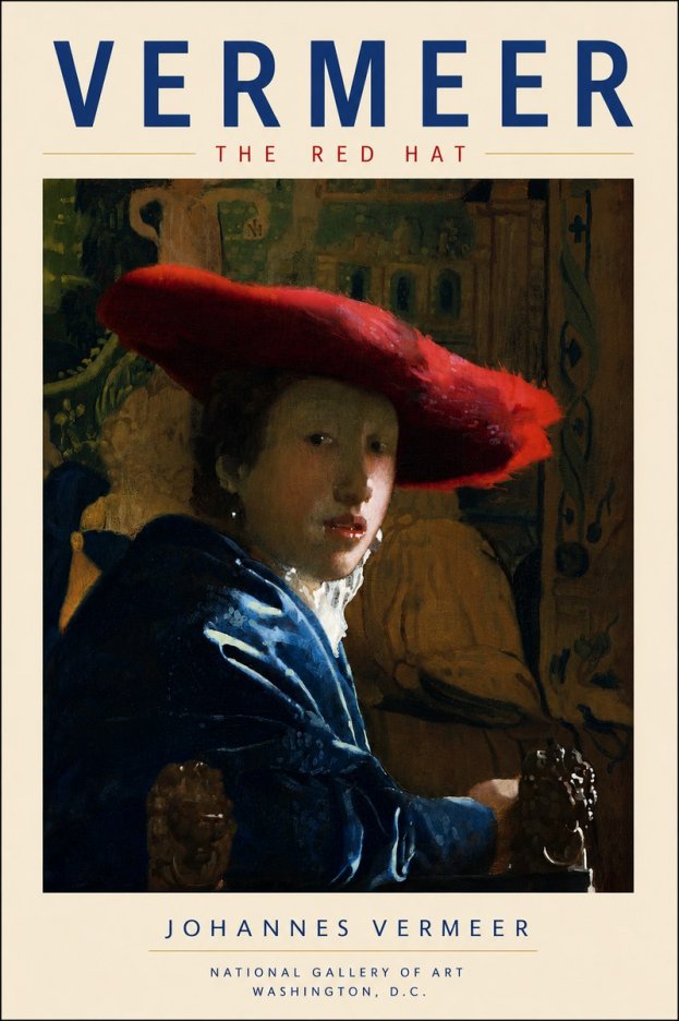 Vermeer The Red Hat No6 - Plakát